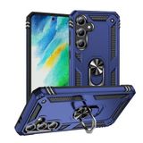 Aksesuarcim Samsung Galaxy S24 FE ile Uyumlu Kılıf Silikon Yüzük Standlı Araç Tutucu için Mıknatıslı Darbe Karşı Dayanıklı Koruma Tank İnce Kap Vega Lacivert