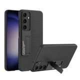 Aksesuarcim Samsung Galaxy S24 ile Uyumlu Kılıfı Kamera Lens Korumalı Stand Olabilen İnce Sert Silikon Kapak Kıpta Siyah+Karbon