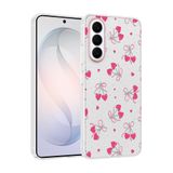 Aksesuarcim Samsung Galaxy S26 Plus ile Uyumlu Kılıfı Şeffaf Desenli Kamera Lens Korumalı İnce Sert Silikon Kapak Klip Kalpli Kiraz