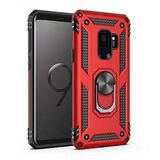 Aksesuarcim Samsung Galaxy S9 ile Uyumlu Kılıf Silikon Yüzük Standlı Araç Tutucu için Mıknatıslı Darbe Karşı Dayanıklı Koruma Tank İnce Kap Vega Kırmızı