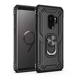 Aksesuarcim Samsung Galaxy S9 ile Uyumlu Kılıf Silikon Yüzük Standlı Araç Tutucu için Mıknatıslı Darbe Karşı Dayanıklı Koruma Tank İnce Kap Vega Siyah