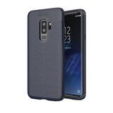 Aksesuarcim Samsung Galaxy S9 Plus için Kılıf Silikon Deri Görünümlü Lacivert