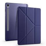 Aksesuarcim Samsung Galaxy Tab S10 FE SM-X520 X526 ile Uyumlu Kılıf Silikon Yumuşak Kalem Bölmeli Esnek 4 Farklı Stand Olabilen Tablet Kılıfı Lacivert