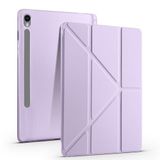 Aksesuarcim Samsung Galaxy Tab S9 FE SM-X510 X516 ile Uyumlu Kılıf Silikon Yumuşak Kalem Bölmeli Esnek 4 Farklı Stand Olabilen Tablet Kılıfı Lila