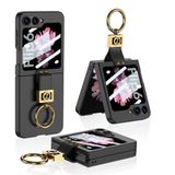 Aksesuarcim Samsung Galaxy Z Flip 7 FE ile Uyumlu Kılıfı Kamera Lens Korumalı Yüzük Aparatlı Mat Pastel Renkli İnce Sert Silikon Kapak Kıpta Siyah