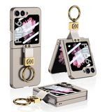 Aksesuarcim Samsung Galaxy Z Flip 7 FE ile Uyumlu Kılıfı Kamera Lens Korumalı Yüzük Aparatlı Mat Pastel Renkli Sert Silikon İnce Kapak Kıpta Titanyum+Gri