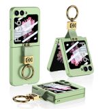 Aksesuarcim Samsung Galaxy Z Flip 7 FE ile Uyumlu Kılıfı Kamera Lens Korumalı Yüzük Aparatlı Mat Pastel Renkli Sert Silikon İnce Kapak Kıpta Yeşil