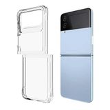 Aksesuarcim Samsung ile Uyumlu Galaxy Z Flip 4 Kılıf Şeffaf Darbe ve Kamera Lens Korumalı Sert Silikon Kapak Vonn Renksiz