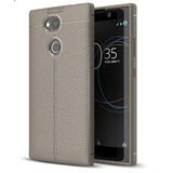 Aksesuarcim Sony Xperia L2 ile Uyumlu Kılıf Silikon Deri Görünümlü Esnek Kamera Lens Korumalı Parmak İzi Bırakmayan Mat İnce Kapak Niss Gri