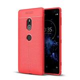 Aksesuarcim Sony Xperia XZ2 ile Uyumlu Kılıf Silikon Deri Görünümlü Esnek Kamera Lens Korumalı Parmak İzi Bırakmayan Mat İnce Kapak Niss Kırmızı