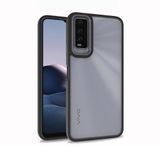 Aksesuarcim Vivo Y20 Kılıf Şeffaf Kenarları Renkli Kamera Lens Korumalı Sert Silikon Kapak Siyah