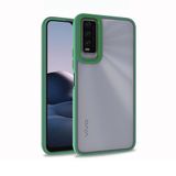 Aksesuarcim Vivo Y20 Kılıf Şeffaf Kenarları Renkli Kamera Lens Korumalı Sert Silikon Kapak Yeşil