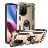Aksesuarcim Xiaomi Mi 11i ile Uyumlu Kılıf Silikon Yüzük Standlı Araç Tutucu için Mıknatıslı Darbe Karşı Dayanıklı Koruma Tank İnce Kap Vega Altın