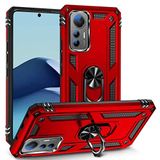 Aksesuarcim Xiaomi Mi 12 Lite ile Uyumlu Kılıf Silikon Yüzük Standlı Araç Tutucu için Mıknatıslı Darbe Karşı Dayanıklı Koruma Tank İnce Kap Vega Kırmızı