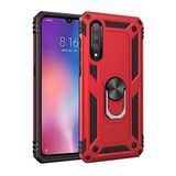 Aksesuarcim Xiaomi Mi 9 ile Uyumlu Kılıf Silikon Yüzük Standlı Araç Tutucu için Mıknatıslı Darbe Karşı Dayanıklı Koruma Tank İnce Kap Vega Kırmızı