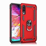 Aksesuarcim Xiaomi Mi A3 ile Uyumlu Kılıf Silikon Yüzük Standlı Araç Tutucu için Mıknatıslı Darbe Karşı Dayanıklı Koruma Tank İnce Kap Vega Kırmızı