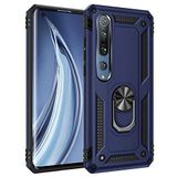 Aksesuarcim Xiaomi Mi Note 10 Lite ile Uyumlu Kılıf Silikon Yüzük Standlı Araç Tutucu için Mıknatıslı Darbe Karşı Dayanıklı Koruma Tank İnce Kap Vega Lacivert