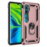 Aksesuarcim Xiaomi Mi Note 10 Pro ile Uyumlu Kılıf Silikon Yüzük Standlı Araç Tutucu için Mıknatıslı Darbe Karşı Dayanıklı Koruma Tank İnce Kap Vega Rose Gold