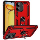 Aksesuarcim Xiaomi Poco C65 ile Uyumlu Kılıf Silikon Yüzük Standlı Araç Tutucu için Mıknatıslı Darbe Karşı Dayanıklı Koruma Tank İnce Kap Vega Kırmızı