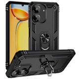 Aksesuarcim Xiaomi Poco C65 ile Uyumlu Kılıf Silikon Yüzük Standlı Araç Tutucu için Mıknatıslı Darbe Karşı Dayanıklı Koruma Tank İnce Kap Vega Siyah