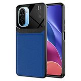 Aksesuarcim Xiaomi Poco F3 ile Uyumlu Silikon Kılıf Deri Görünüm İnce Tarz Kapak Emiks Lacivert