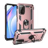 Aksesuarcim Xiaomi Poco M3 ile Uyumlu Kılıf Silikon Yüzük Standlı Araç Tutucu için Mıknatıslı Darbe Karşı Dayanıklı Koruma Tank İnce Kap Vega Rose Gold
