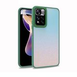 Aksesuarcim Xiaomi Poco M4 Pro 5G Kılıf Şeffaf Kenarları Renkli Kamera Lens Korumalı Sert Silikon Kapak Yeşil