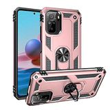 Aksesuarcim Xiaomi Poco M5S ile Uyumlu Kılıf Silikon Yüzük Standlı Araç Tutucu için Mıknatıslı Darbe Karşı Dayanıklı Koruma Tank İnce Kap Vega Rose Gold