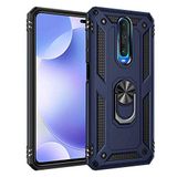 Aksesuarcim Xiaomi Poco X2 ile Uyumlu Kılıf Silikon Yüzük Standlı Araç Tutucu için Mıknatıslı Darbe Karşı Dayanıklı Koruma Tank İnce Kap Vega Lacivert