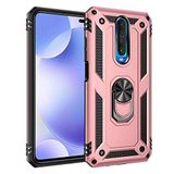 Aksesuarcim Xiaomi Poco X2 ile Uyumlu Kılıf Silikon Yüzük Standlı Araç Tutucu için Mıknatıslı Darbe Karşı Dayanıklı Koruma Tank İnce Kap Vega Rose Gold