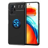 Aksesuarcim Xiaomi Poco X3 GT Kılıf Silikon Mıknatıs Yüzüklü Standlı Kapak Rave Siyah-Mavi