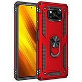 Aksesuarcim Xiaomi Poco X3 Pro ile Uyumlu Kılıf Silikon Yüzük Standlı Araç Tutucu için Mıknatıslı Darbe Karşı Dayanıklı Koruma Tank İnce Kap Vega Kırmızı