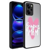 Aksesuarcim Xiaomi Poco X5 Pro ile Uyumlu Aynalı Parlak Desenli Kılıf Figürlü Kamera Lens Korumalı Kapak Mirror Süper Anne