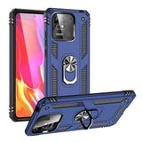 Aksesuarcim Xiaomi Redmi 10C ile Uyumlu Kılıf Silikon Yüzük Standlı Araç Tutucu için Mıknatıslı Darbe Karşı Dayanıklı Koruma Tank İnce Kap Vega Lacivert