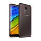 Aksesuarcim Xiaomi Redmi 5 Plus ile Uyumlu Kılıf Silikon İnce Karbon Lüx Parmak İzi Yapmayan Tarz Kapak Kahverengi