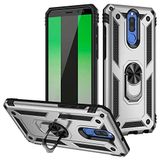 Aksesuarcim Xiaomi Redmi 8 ile Uyumlu Kılıf Silikon Yüzük Standlı Araç Tutucu için Mıknatıslı Darbe Karşı Dayanıklı Koruma Tank İnce Kap Vega Gri
