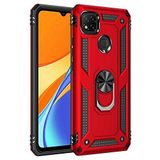Aksesuarcim Xiaomi Redmi 9C ile Uyumlu Kılıf Silikon Yüzük Standlı Araç Tutucu için Mıknatıslı Darbe Karşı Dayanıklı Koruma Tank İnce Kap Vega Kırmızı