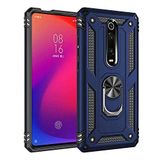 Aksesuarcim Xiaomi Redmi K20 ile Uyumlu Kılıf Silikon Yüzük Standlı Araç Tutucu için Mıknatıslı Darbe Karşı Dayanıklı Koruma Tank İnce Kap Vega Lacivert