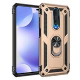 Aksesuarcim Xiaomi Redmi K30 ile Uyumlu Kılıf Silikon Yüzük Standlı Araç Tutucu için Mıknatıslı Darbe Karşı Dayanıklı Koruma Tank İnce Kap Vega Altın