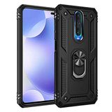 Aksesuarcim Xiaomi Redmi K30 ile Uyumlu Kılıf Silikon Yüzük Standlı Araç Tutucu için Mıknatıslı Darbe Karşı Dayanıklı Koruma Tank İnce Kap Vega Siyah