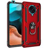 Aksesuarcim Xiaomi Redmi K30 Pro ile Uyumlu Kılıf Silikon Yüzük Standlı Araç Tutucu için Mıknatıslı Darbe Karşı Dayanıklı Koruma Tank İnce Kap Vega Kırmızı