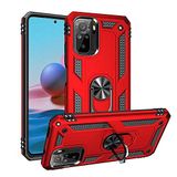 Aksesuarcim Xiaomi Redmi Note 10S ile Uyumlu Kılıf Silikon Yüzük Standlı Araç Tutucu için Mıknatıslı Darbe Karşı Dayanıklı Koruma Tank İnce Kap Vega Kırmızı