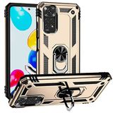 Aksesuarcim Xiaomi Redmi Note 11 Global ile Uyumlu Kılıf Silikon Yüzük Standlı Araç Tutucu için Mıknatıslı Darbe Karşı Dayanıklı Koruma Tank İnce Kap Vega Altın