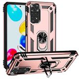 Aksesuarcim Xiaomi Redmi Note 11 Global ile Uyumlu Kılıf Silikon Yüzük Standlı Araç Tutucu için Mıknatıslı Darbe Karşı Dayanıklı Koruma Tank İnce Kap Vega Rose Gold