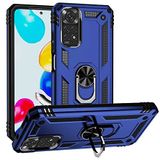 Aksesuarcim Xiaomi Redmi Note 11S Global ile Uyumlu Kılıf Silikon Yüzük Standlı Araç Tutucu için Mıknatıslı Darbe Karşı Dayanıklı Koruma Tank İnce Kap Vega Lacivert