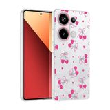 Aksesuarcim Xiaomi Redmi Note 13 Pro 4G ile Uyumlu Kılıfı Şeffaf Desenli Kamera Lens Korumalı İnce Sert Silikon Kapak Klip Kalpli Kiraz
