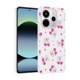 Aksesuarcim Xiaomi Redmi Note 14 4G ile Uyumlu Kılıfı Şeffaf Desenli Kamera Lens Korumalı İnce Sert Silikon Kapak Klip Kalpli Kiraz