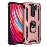 Aksesuarcim Xiaomi Redmi Note 8 Pro ile Uyumlu Kılıf Silikon Yüzük Standlı Araç Tutucu için Mıknatıslı Darbe Karşı Dayanıklı Koruma Tank İnce Kap Vega Rose Gold