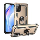 Aksesuarcim Xiaomi Redmi Note 9 4G ile Uyumlu Kılıf Silikon Yüzük Standlı Araç Tutucu için Mıknatıslı Darbe Karşı Dayanıklı Koruma Tank İnce Kap Vega Altın