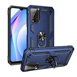 Aksesuarcim Xiaomi Redmi Note 9 4G ile Uyumlu Kılıf Silikon Yüzük Standlı Araç Tutucu için Mıknatıslı Darbe Karşı Dayanıklı Koruma Tank İnce Kap Vega Lacivert